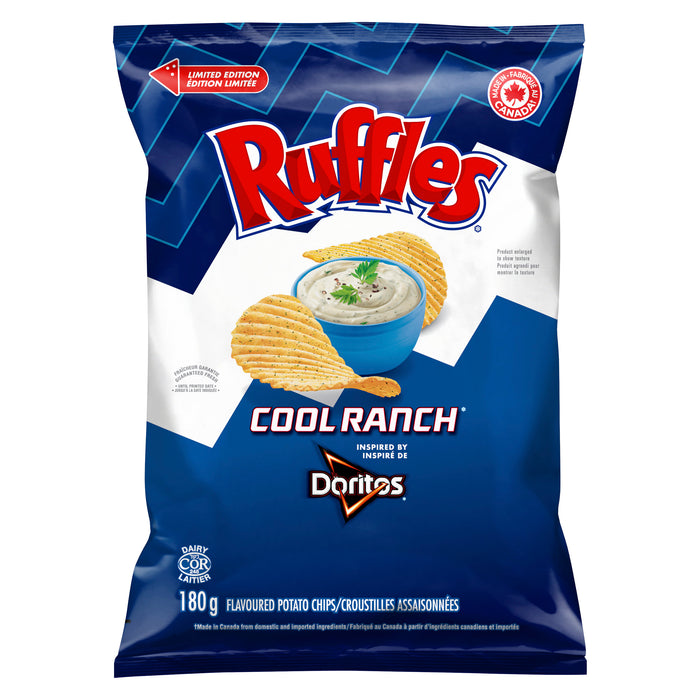 Ruffles Cool Ranch Potato Chips, 180 g