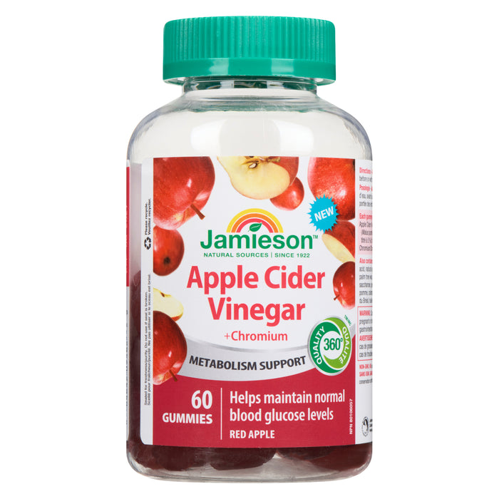 Comprimés gélifiés de vinaigre de cidre de pomme + chrome Jamieson, pomme rouge, emb. de 60