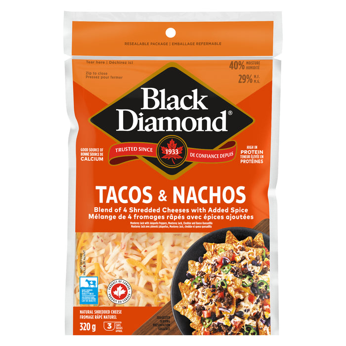 Black Diamond Natural Tacos and Nachos Shredded Cheese - 340g