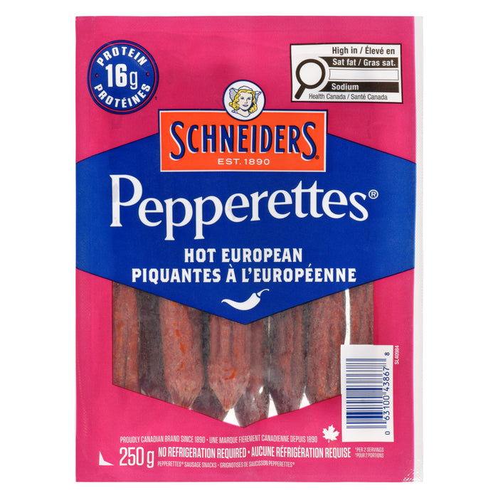 Grignotises de saucisson Pepperettes piquantes à l'européenne Schneiders – 250 g