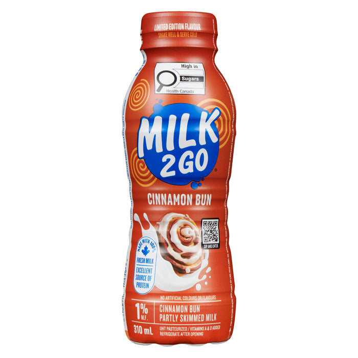 Lait partiellement écrémé à la saveur de brioche à la cannelle Lait's Go, 1 % M.G., 310 ml