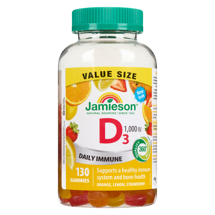Jamieson Vitamin D3 Orange, Lemon & Strawberry Gummies, 130-Pack