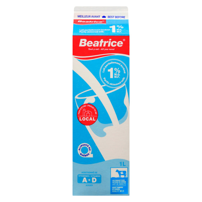 Lait partiellement écrémé Beatrice Frais, 1 % M. G. - 1 L