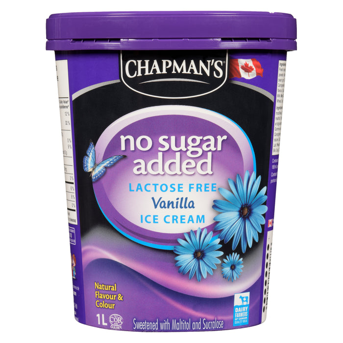 Chapman's Sans Sucre Ajouté Sans Lactose Crème Glacée Vanille, 1 L