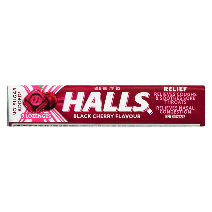 Halls Soulagement Mentho-Lyptus Saveur Cerise Noire 9 Pastilles