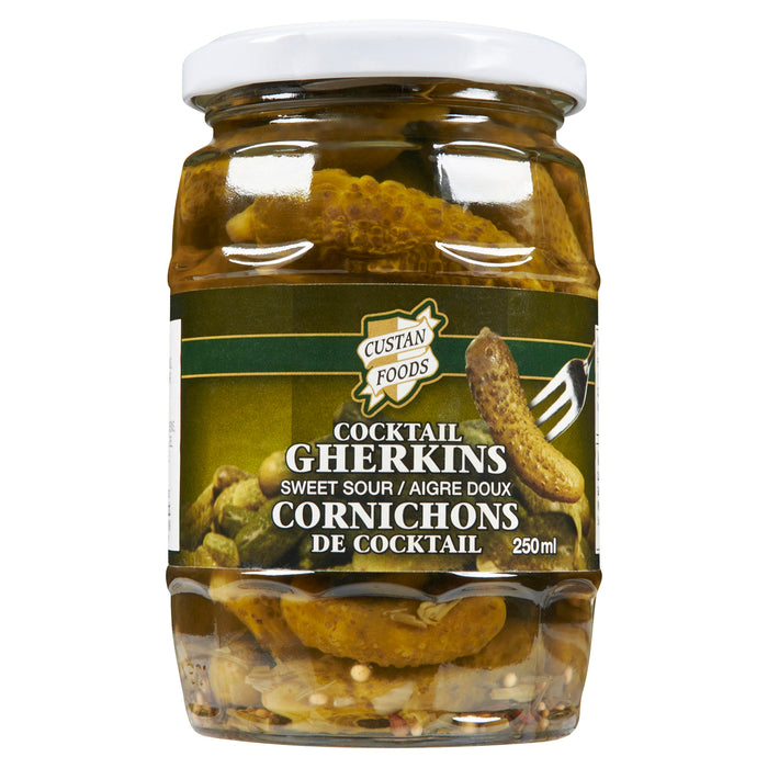 Custan Foods Sweet Sour Cocktail Gherkins, 250-ml