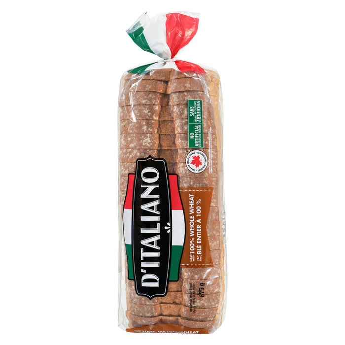 D'Italiano Bread Thick Sliced 100% Whole Wheat, 675-g