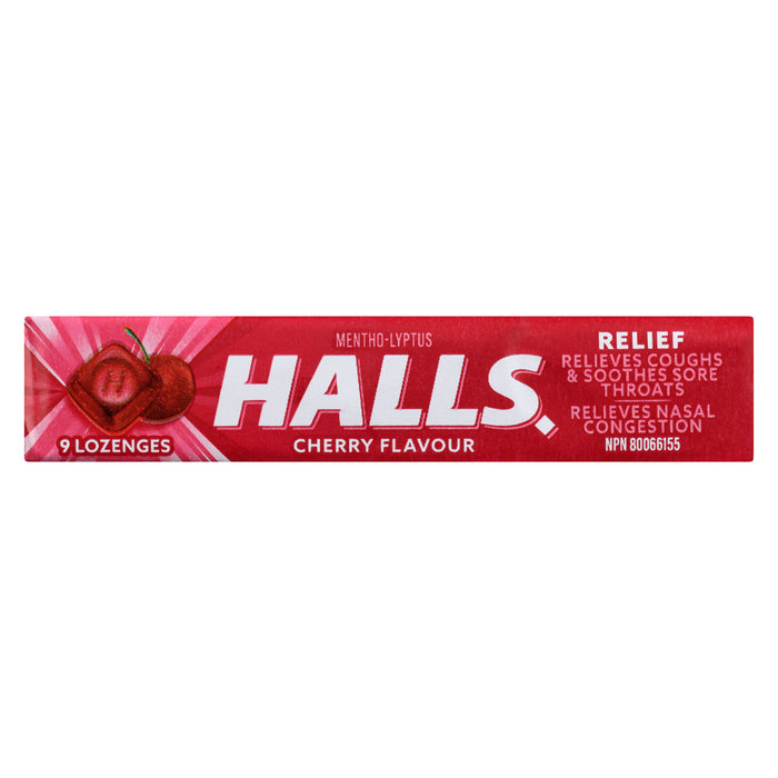 Halls Relief Mentho-Lyptus Cherry Flavour, 9-Pack