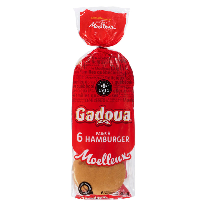 Gadoua moelleux à hamburger, emballage de 6