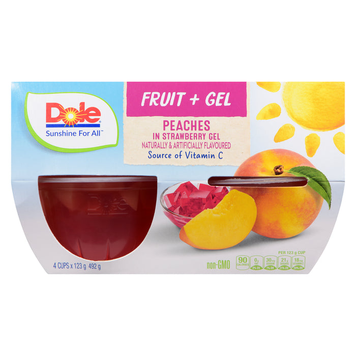 Dole Peaches in Strawberry Gel, 4-Pack, 123 g