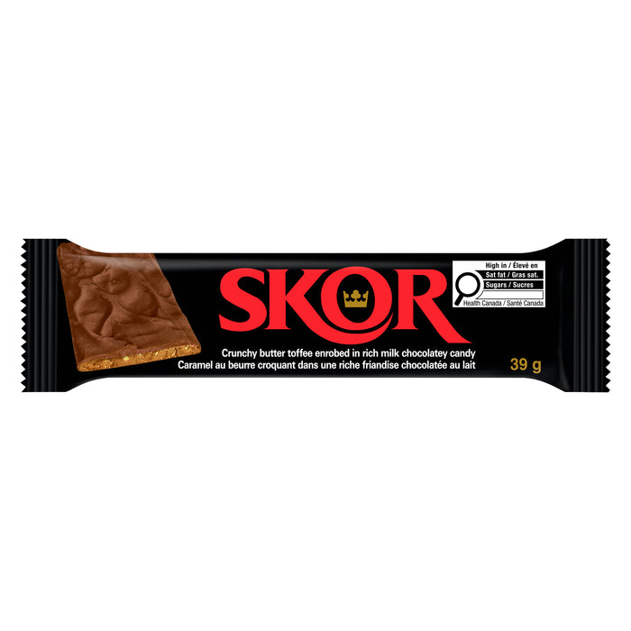 Caramel au beurre croquant dans une riche friandise chocolatée au lait Skor, 39 g