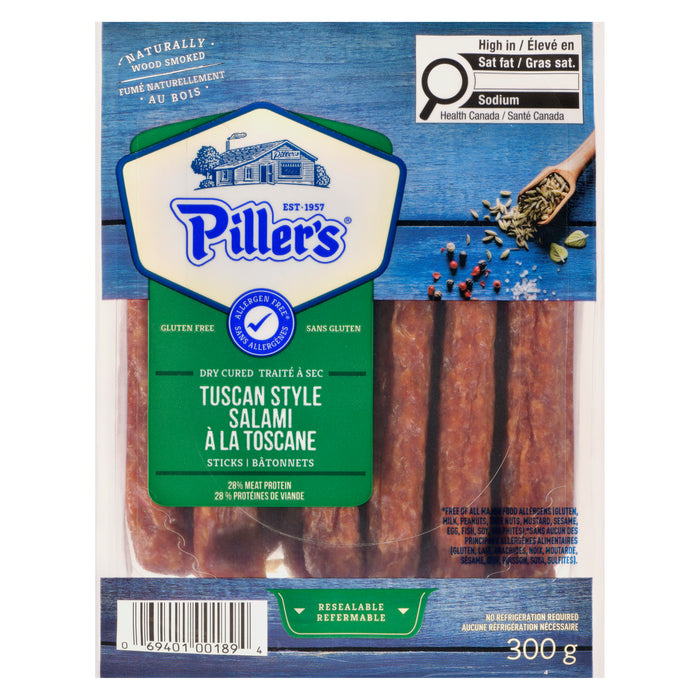 Piller's Tuscan Style Dry Cured Salami Sticks, 300-g