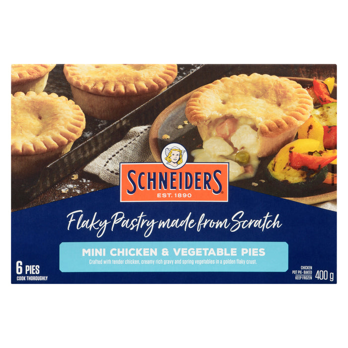 Mini-pâtés au poulet et aux légumes de Schneiders, paquet de 6 - 400g