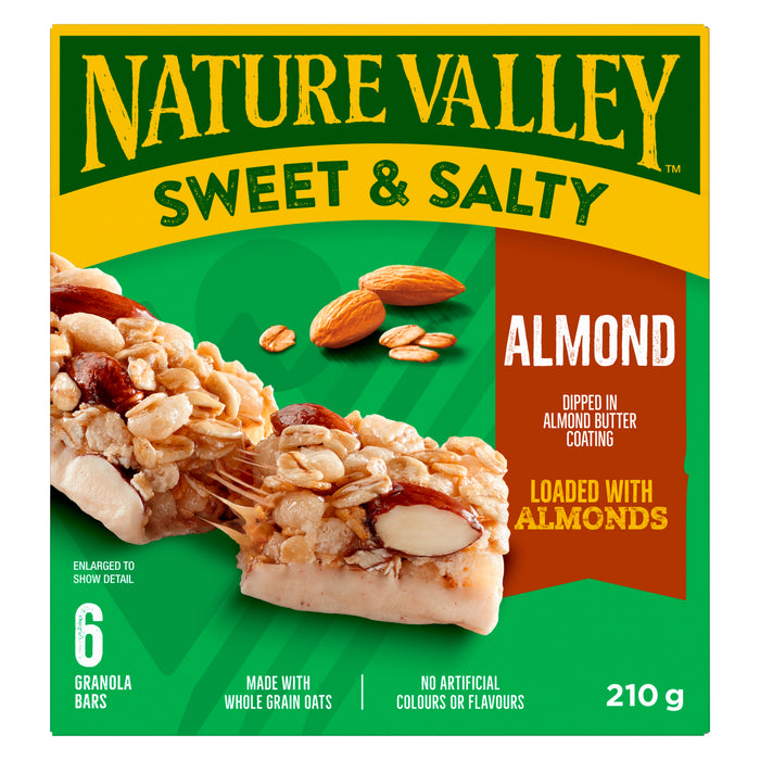 Val Nature Barres Granola Sucrées et Salées Amandes Barres Tendres Granola aux Noix, Emballage de 6, 210 g