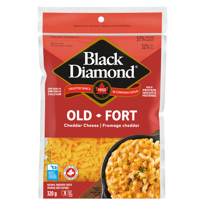 Black Diamond Fromage Naturel Râpé Fort Cheddar 32% M.G., 320-g