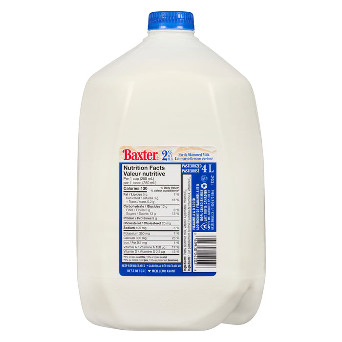 Baxter Partly Skimmed Milk 2% M.F., 4-L
