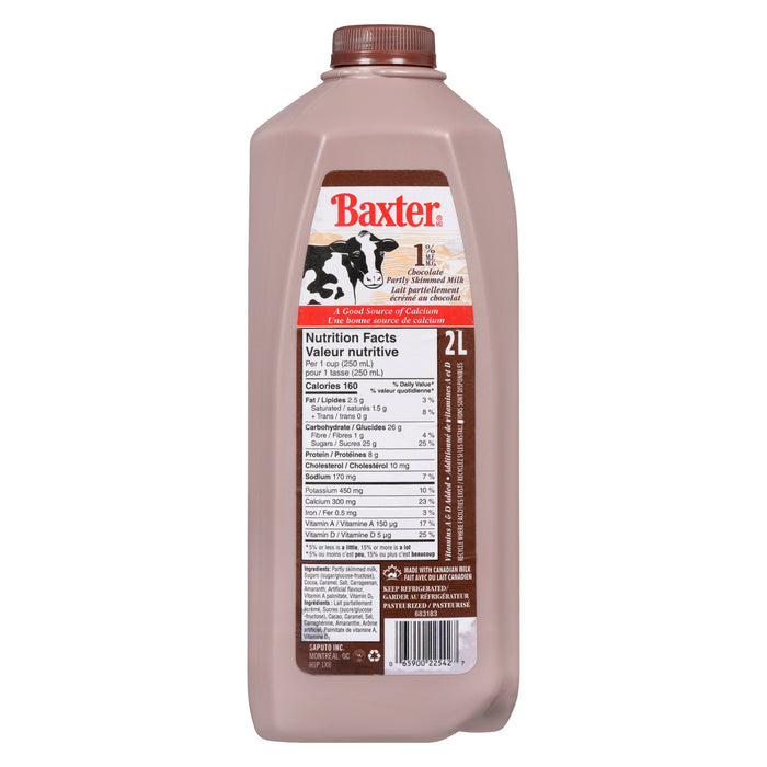 Baxter Partly Skimmed Chocolate Milk, 1% M.F., 2-L