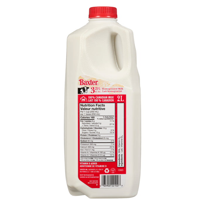 Baxter Homogenized Milk 3.25% M.F., 2-L