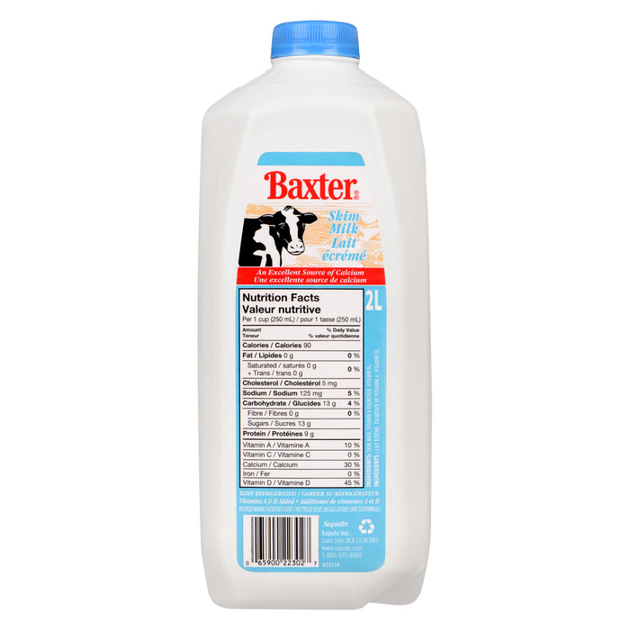 Baxter Lait Écrémé 0% M.G., 2 L