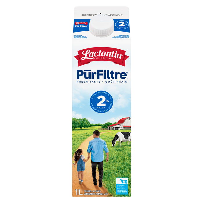 Lactantia PῡrFiltre Partly Skimmed Milk 2% M.F., 1-L