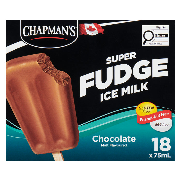 Chapman's Super Fudge Lait Glacé Chocolat à Saveur de Malt, emb. de 18, 75 ml