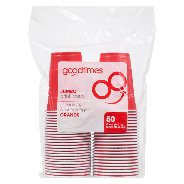 Goodtimes Jumbo Drink Cups, 50-Pack, 16oz.