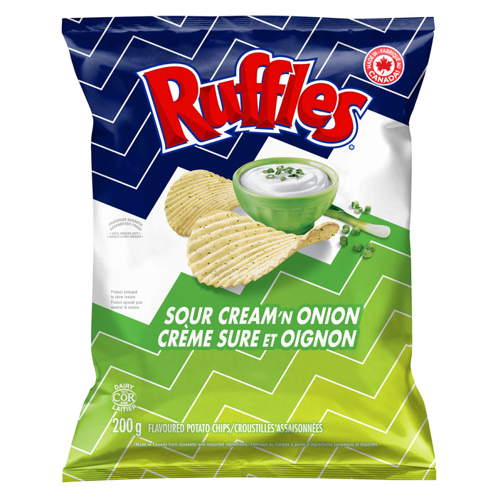 Ruffles Sour Cream 'n Onion Potato Chips, 200g