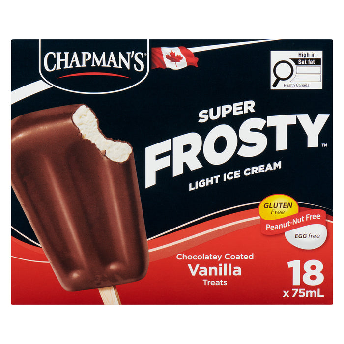 Chapman's Super Frosty Crème Glacée Légère Délice Vanille dans un Enrobage Chocolaté, emb. de 18, 75 ml