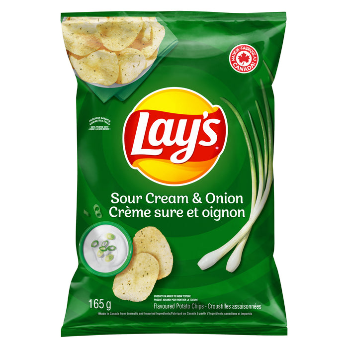 Croustilles crème sure et oignon Lays, 165 g