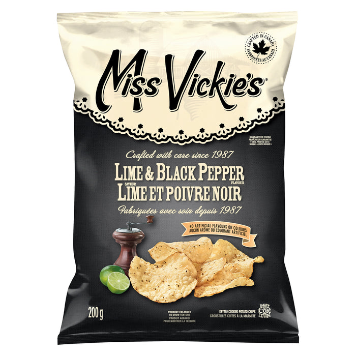 Miss Vickie's Lime and Black Pepper Kettle Cooked Potato Chips, 200-g