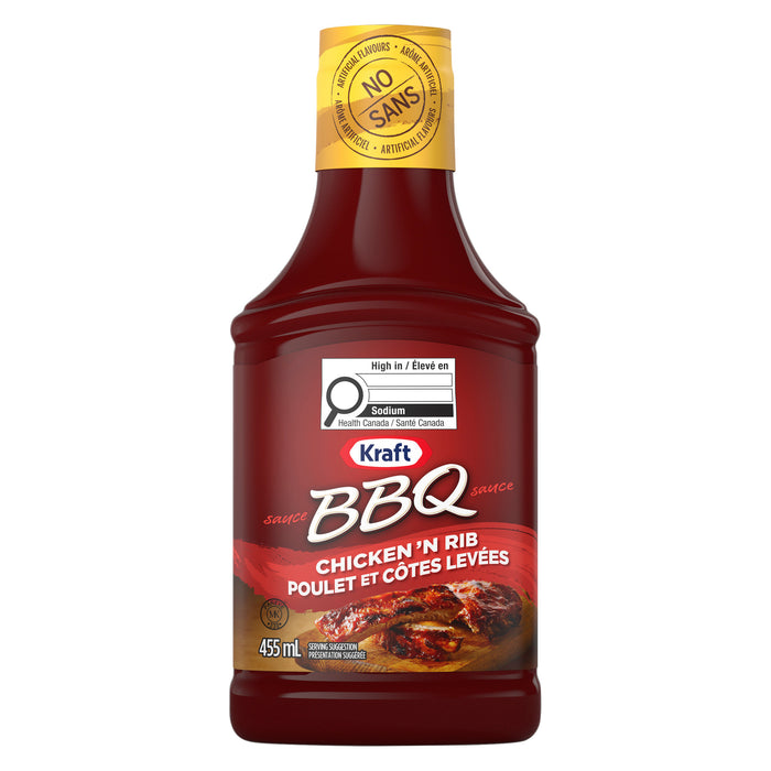 Sauce BBQ pour poulet et côtes levées Kraft, 455 ml