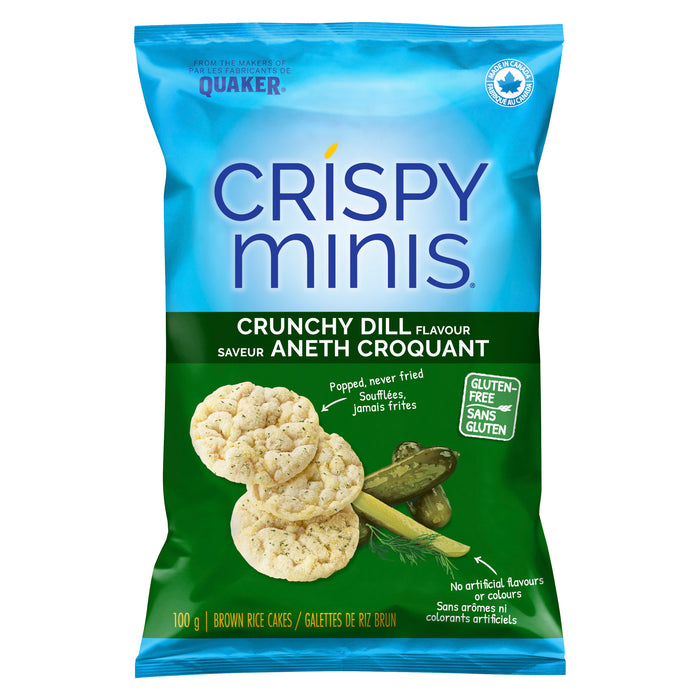 Quaker Crispy Minis Croustilles de Riz Brun Saveur Aneth Croquant, 100 g