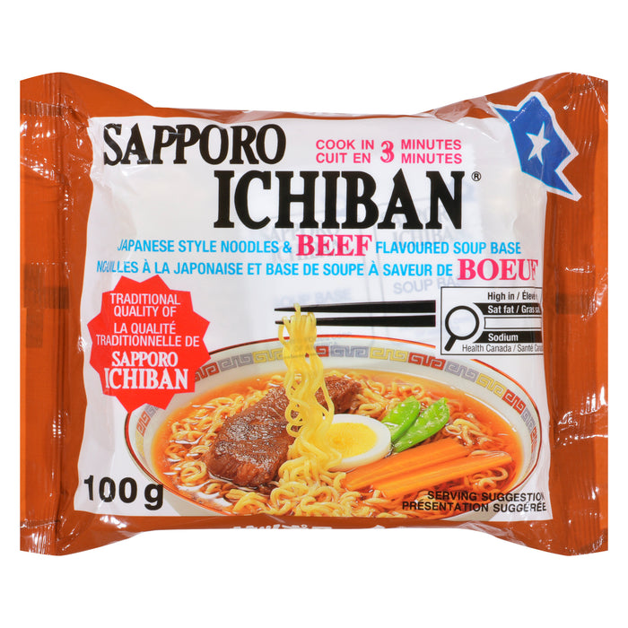 Sapporo Ichiban Japanese Style Noodles & Beef Flavoured Soup Base, 100 g