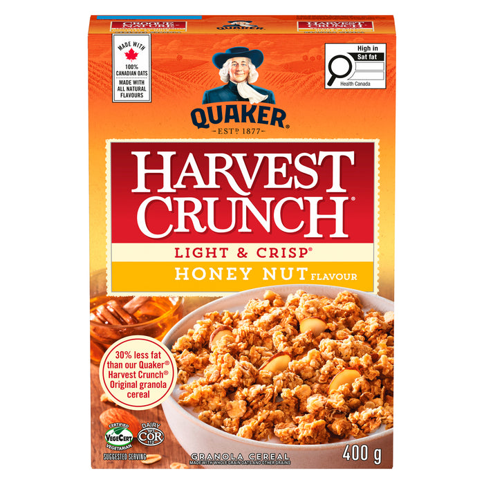 Quaker Harvest Crunch Light and Crisp Honey and Nut Cereal, 400g