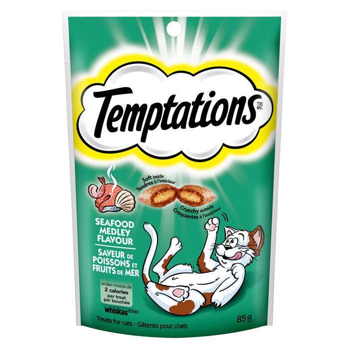 Temptations Gâteries pour Chats Saveur de Poissons et Fruits de Mer, 85 g