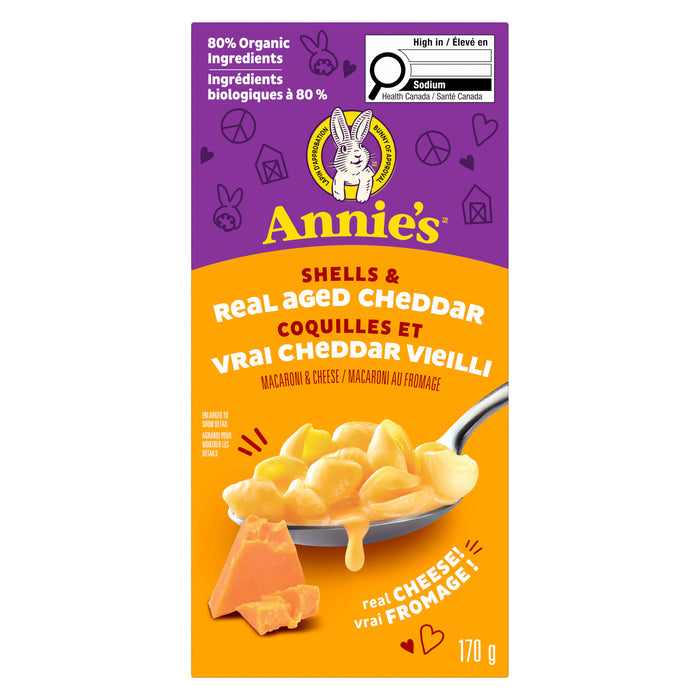 Annie's Macaroni au Fromage Coquilles et Vrai Cheddar Vieilli, 170 g