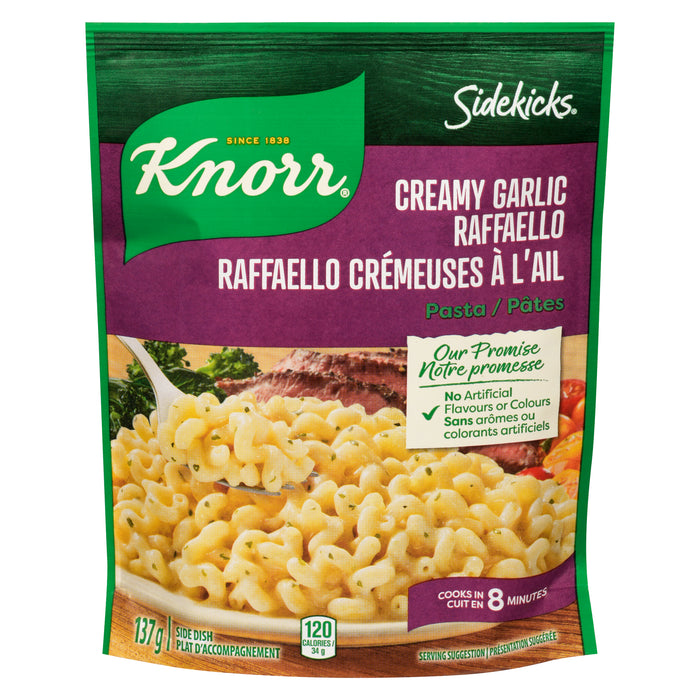 Knorr Sidekicks Plat d'Accompagnement Raffaello Crémeuses à l'Ail Pâtes, 137 g