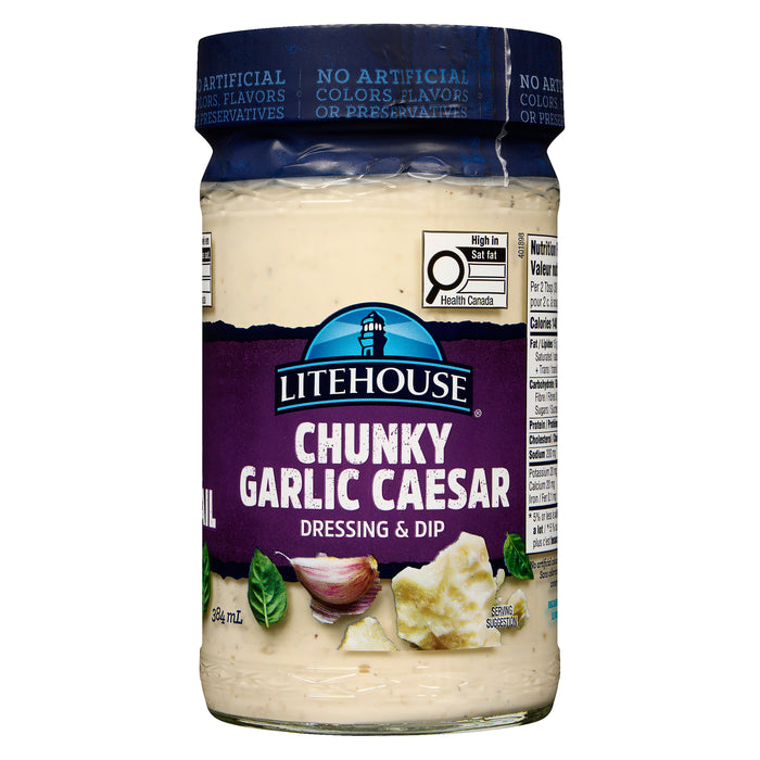 Vinaigrette et trempette César avec morceaux d'ail de Litehouse, 384 ml