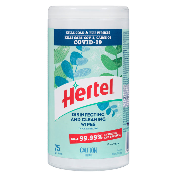 Hertel Disinfecting and Cleaning Wipes Eucalyptus, 75-Pack