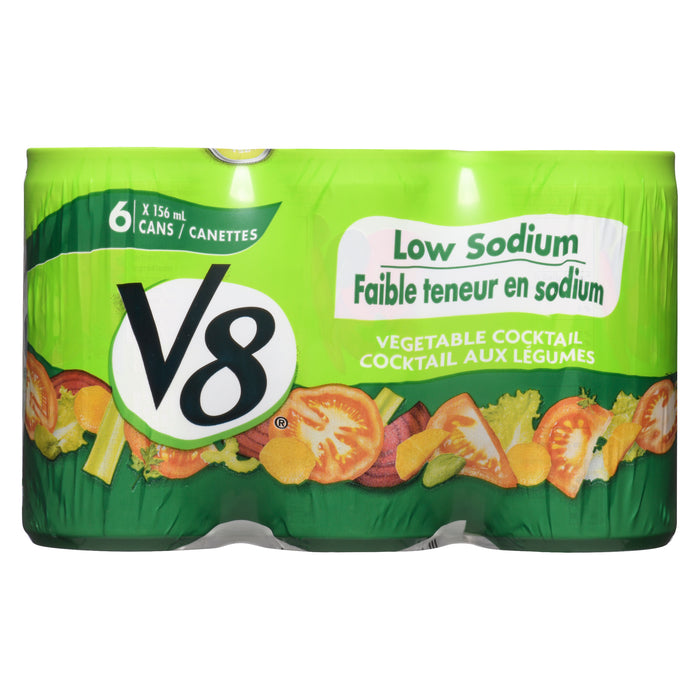 V8 Low Sodium Vegetable Cocktail Cans, 156 ml, 6-Pack