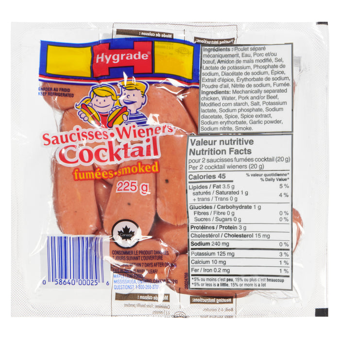 Hygrade Wieners Cocktail Smoked, 225 g