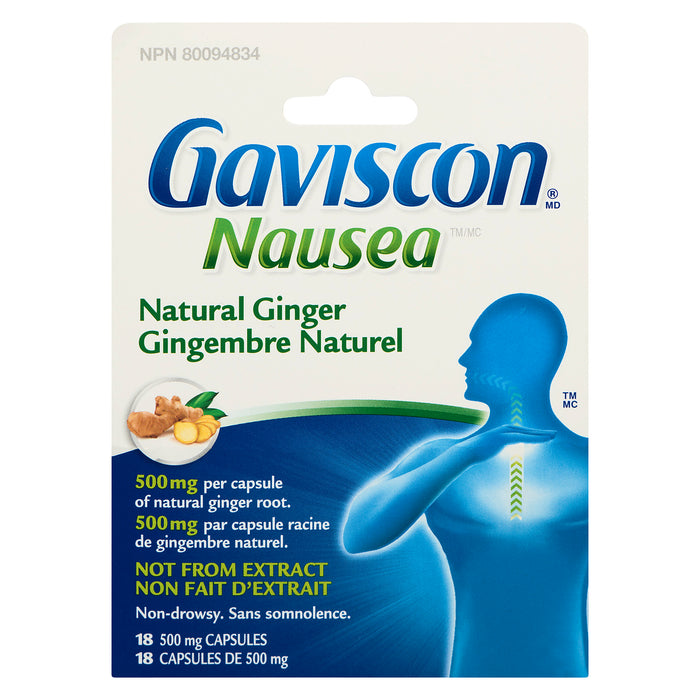 Gaviscon Nausea Gingembre Naturel 18 Capsules de 500 mg