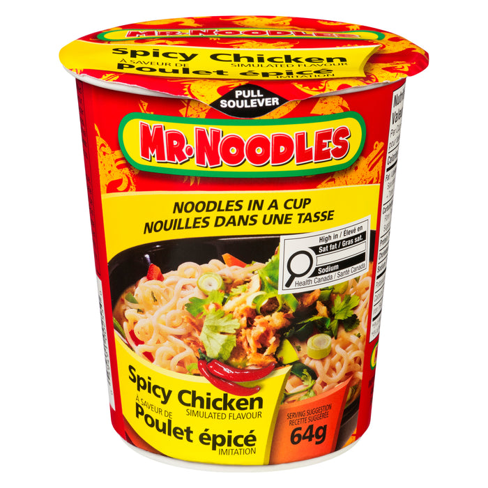 Nouilles instantanées dans une tasse à saveur de poulet épicé Mr. Noodles - 64 g