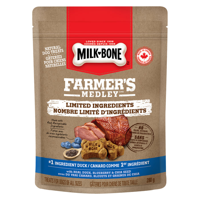 Milk-Bone Farmer's Medley à Ingrédients Limités pour Chiens au Canard, 280 g