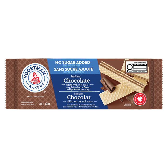 Voortman Bakery No Sugar Added Chocolate Wafers, 250-g