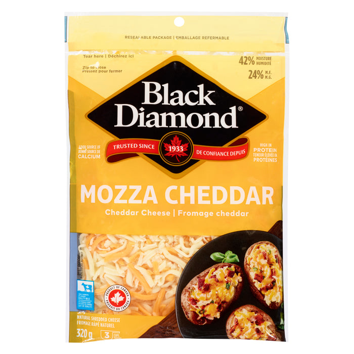Black Diamond Natural Shredded Cheese Mozza Cheddar 24% M.F. - 320g