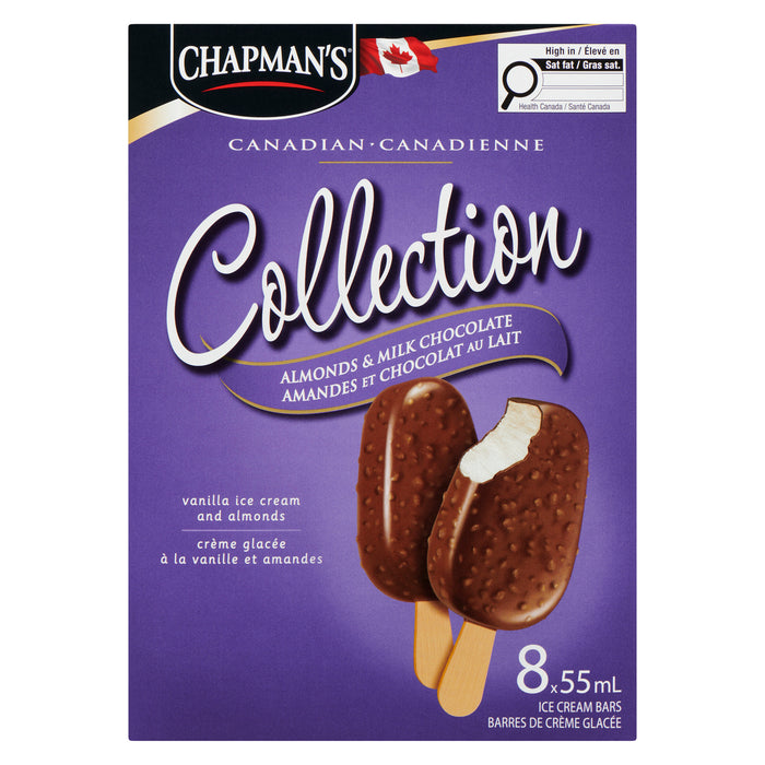 Chapman's Canadian Collection Almonds and Milk Chocolate Ice Cream Bars 8pk. - 440ml