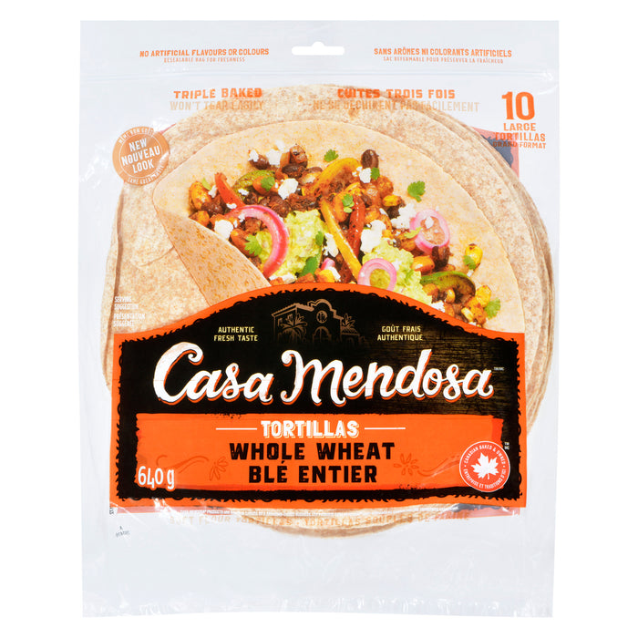 Grandes tortillas de blé entier cuites trois fois Casa Mendosa, emb. de 10 - 640 g
