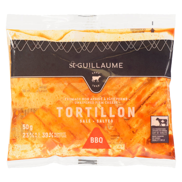 St-Guillaume Tortillon Salted BBQ 23 % M. F. Unripened Firm Cheese, 50-g