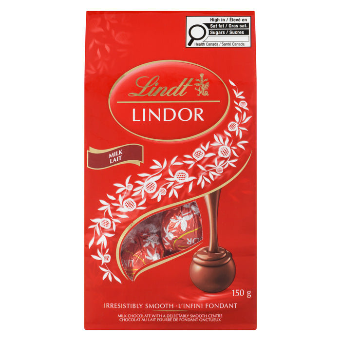 Lindt Lindor Chocolat au Lait Fourré de Fondant Onctueux Lait, 150 g